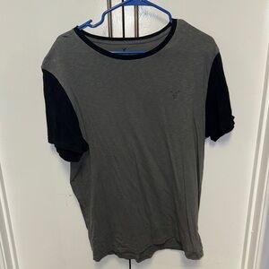 Men's Gray and Black American Eagle T-Shirt